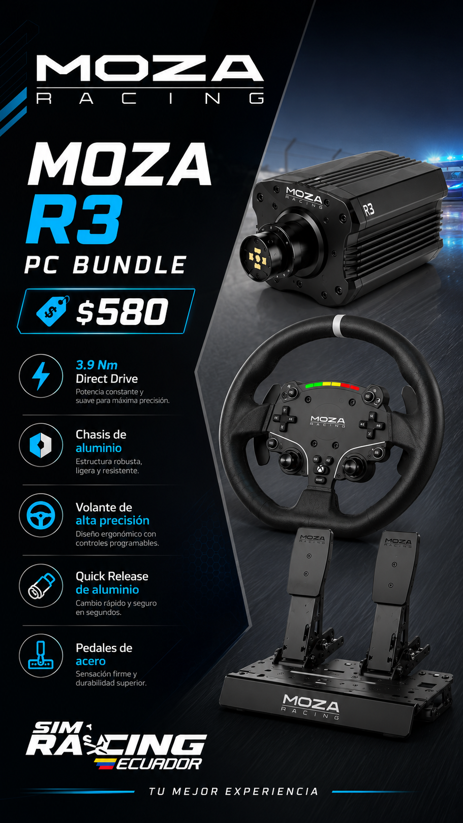 Bundle MOZA R3 para comenzar en simracing